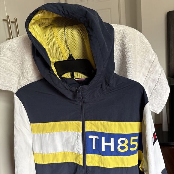 Tommy Hilfiger TH85 Colorblock Hooded Jacket Size Small Petite Blue White NWOT - Picture 7 of 16